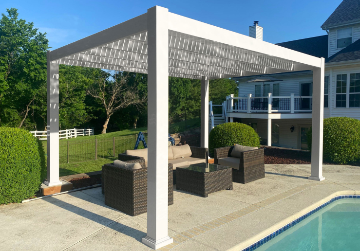 pool lounge area pergola