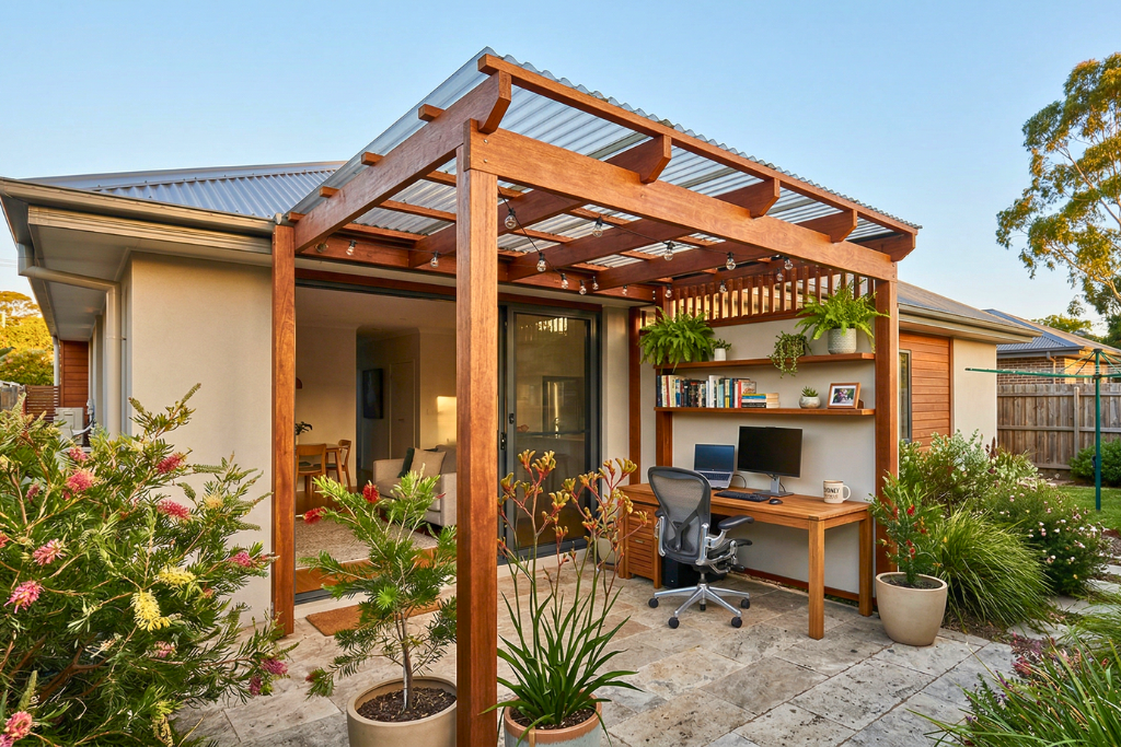 Create the Perfect Work From Home Outdoor Office Pergola